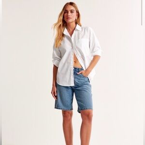 Abercrombie & Fitch white Oversized poplin button up